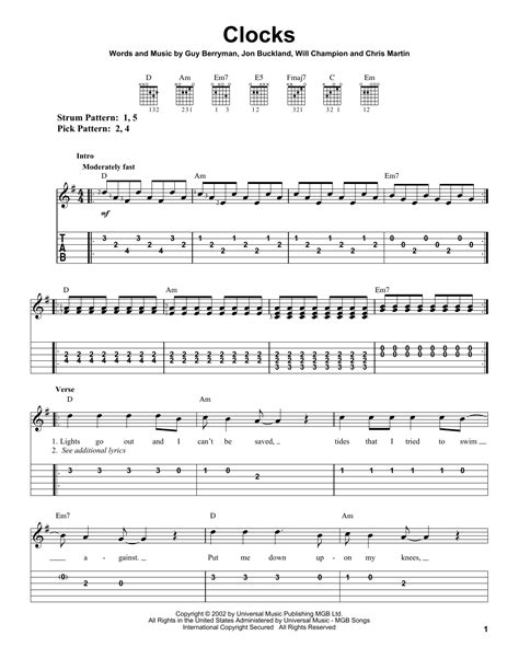 Clocks by Coldplay - Easy Guitar Tab - Guitar Instructor