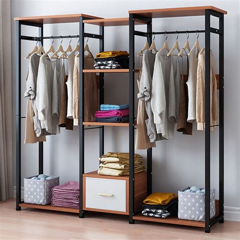 Freestanding Garment Rack Metal Clothes Rack Hanging Storage Organizer Rack Wardrobe with ...