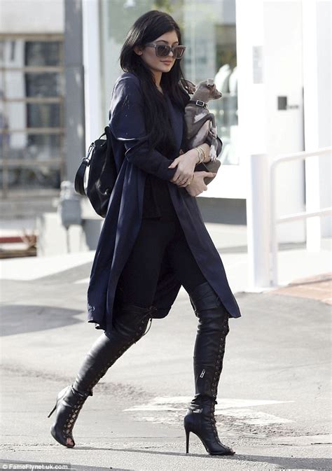 Kylie Jenner Steps Out with Her Pooch in Hard-to-Ignore Boots – Shoes Post