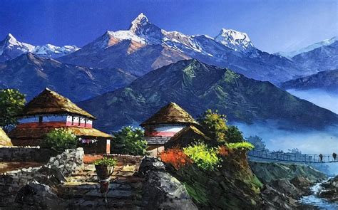 Mount Annapurna View From Dhampus Nepal Original Painting - Etsy | World famous painters, Nepal ...