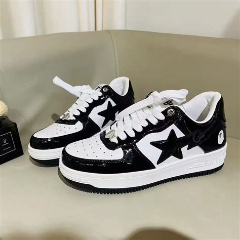 High Quality Bape Shoes Men Black and White Patent Leather - Etsy UK