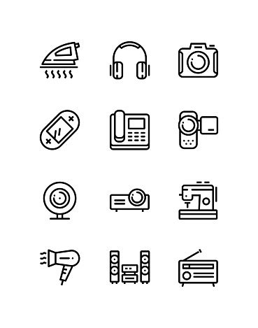 Household Electronic Appliances Technics Gadget Device Icons For Web And Mobile Design Pack 3 ...