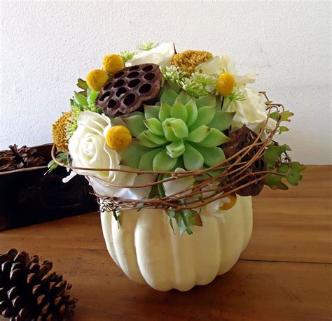 Thanksgiving Centerpiece White Pumpkin Autumn by AprilHilerDesigns