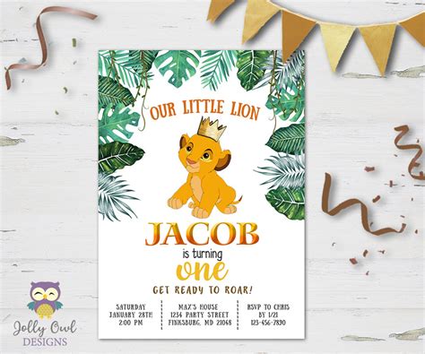 The Lion King Birthday Party Invitation – Jolly Owl Designs