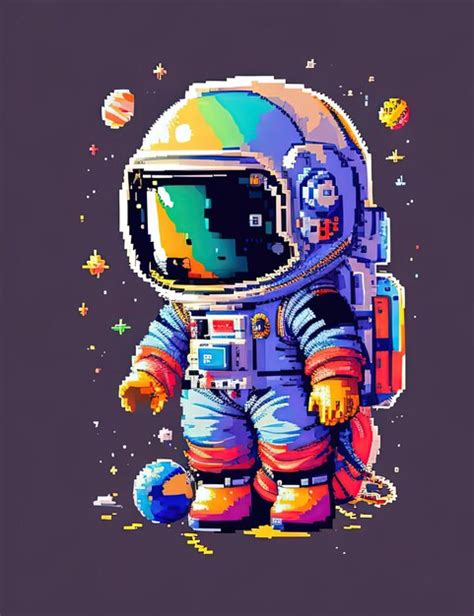 Premium Photo | Adorable astronauts cute pixel art in the galaxy space