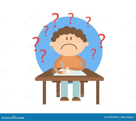 The Student Sits at the Table and Solves a Difficult Problem. Cartoon Stock Vector ...