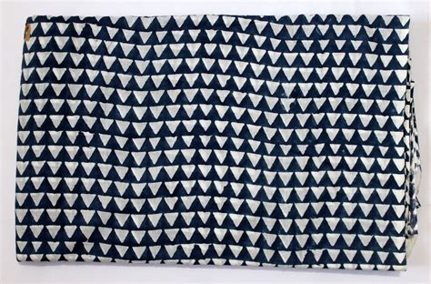 Blue White Triangle Print Indian Cotton Fabric Sewing Fabric | Etsy