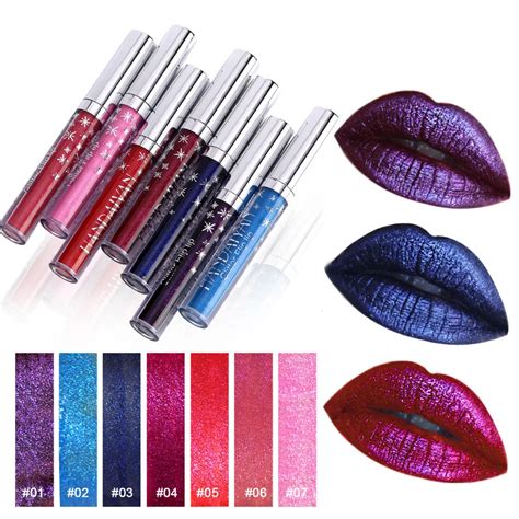 2019 HANDAIYAN Waterproof Liquid Shimmer Lipstick Metallic Shiny Lip Gloss Cosmetic lipgloss -in ...