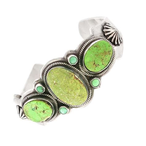 Green Turquoise Cuff Bracelet by David Lister, Navajo at 1stDibs | david lister jewelry, green ...