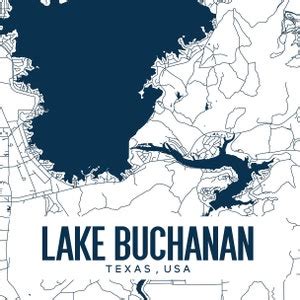 Lake Buchanan Texas Printable Map, Lake Buchanan Wall Art, Lake Buchanan Map Art, Printable ...