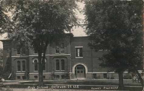 High School Delavan, IL Postcard