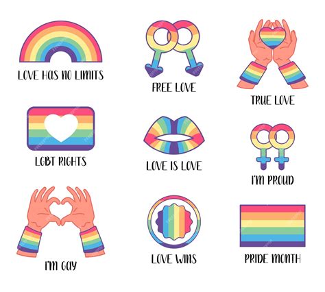 Premium Vector | LGBT gay and lesbian pride symbols, rainbow, heart ...