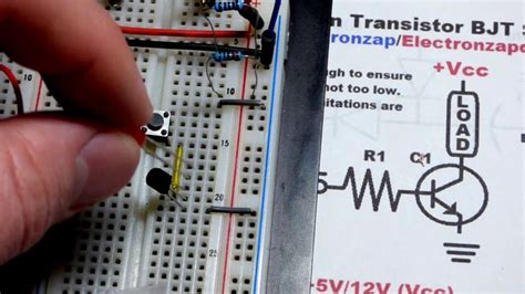 Quick NPN BJT switch circuit build using 2N3904 Bipolar Junction Transistor schematic to breadboard