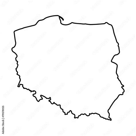 black abstract outline of Poland map Stock Vector | Adobe Stock