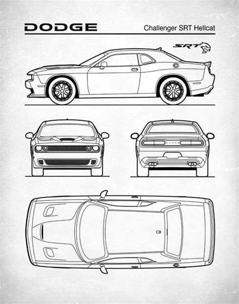 Dodge Challenger Hellcat Blueprint Auto Art Patent Print - Etsy Czech ...