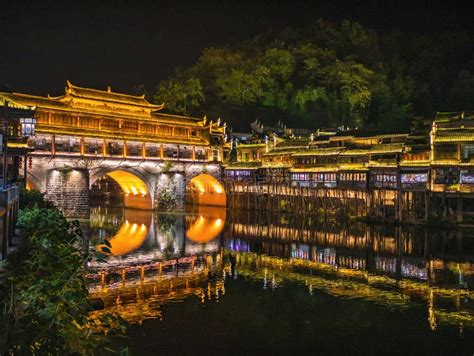 Scenery View in the Night of Fenghuang Old Town Editorial Photo - Image of city, beautiful ...