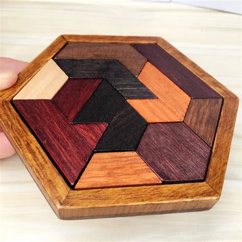 Jigsaw puzzle Kids Puzzles Wooden Toys Tangram Jigsaw Board Wood Geometric Shape Children ...