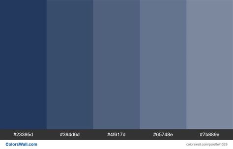 Dark blue tints colours. HEX colors #23395d, #394d6d, #4f617d, #65748e, #7b889e. Brand original ...