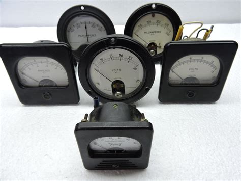 Ammeters, Voltmeters, Lot of 6, Volts, Amps, Microamps, & Milliamps, W ...