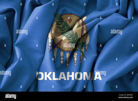 Oklahoma Flag, USA State Flag Oklahoma, fabric flag Oklahoma, 3D work and 3D image Stock Photo ...