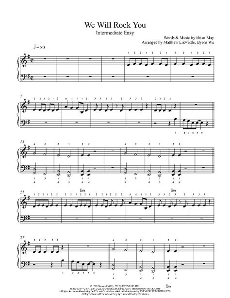 We Will Rock You by Queen Piano Sheet Music | Intermediate Level ...