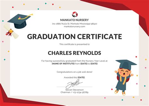 Free Nursery Graduation Certificate Template in PSD MS | Graduation ...