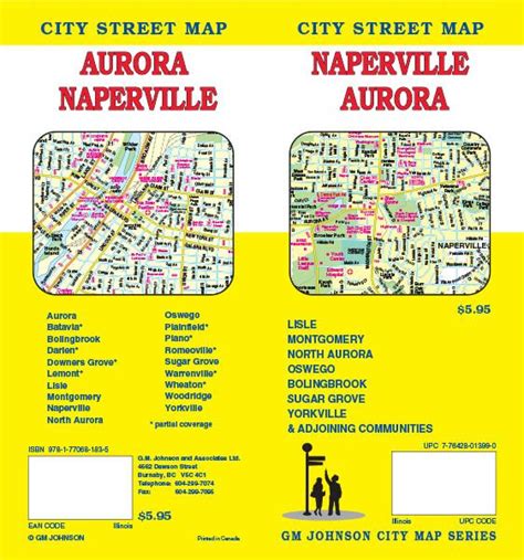 Naperville / Aurora, Illinois Street Map - GM Johnson Maps