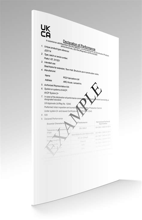 UKCA Marking Declaration of Performance Template• Self Assessment• Construction Products (CPR ...