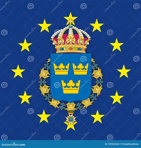 Sweden Coat of Arms on the European Union Flag Stock Vector ...