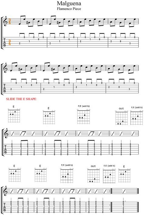 Malaguena Flamenco Guitar Tab. | Guitar tabs, Music theory guitar ...