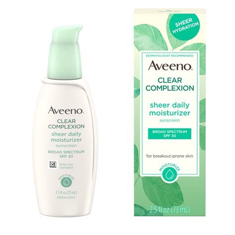 Aveeno Clear Complexion Moisturizer with SPF 30 Sunscreen, 2.5 fl. oz ...