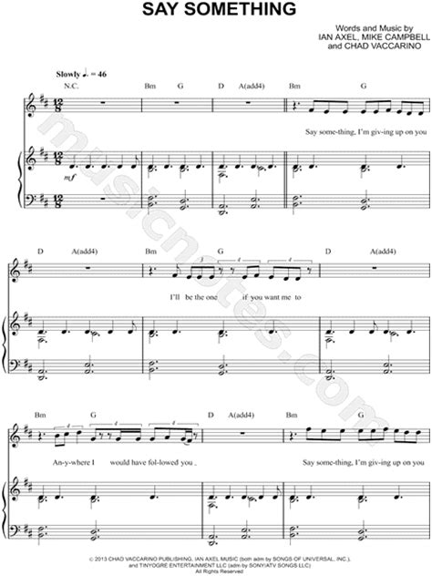 Say Something Piano Sheet Music