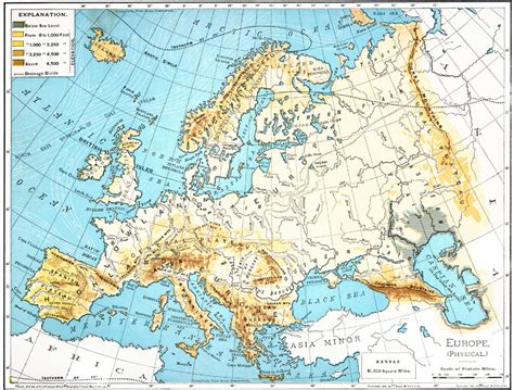 Physical Feature Map Of Europe - Map Of Rose Bowl