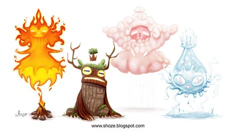 elemental creatures by shoze on DeviantArt