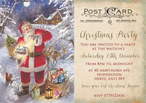 PERSONALISED VINTAGE CHRISTMAS PARTY INVITATIONS PACKS OF 10 in Home, F… | Vintage christmas ...