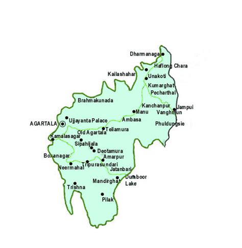 Tripura Map, Tripura District Map, District Map of Tripura