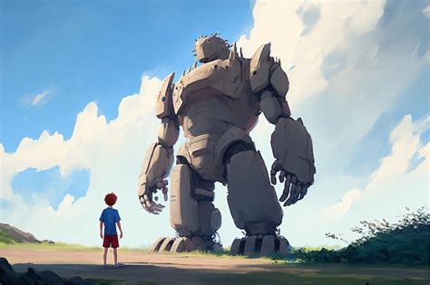 Premium Photo | Young man standing and looking at a giant sentinel ...