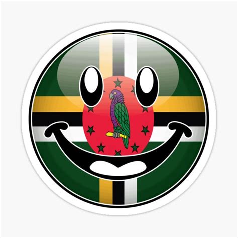 "Dominica Flag Happy Face Smiley Emoji Button" Sticker for Sale by ...