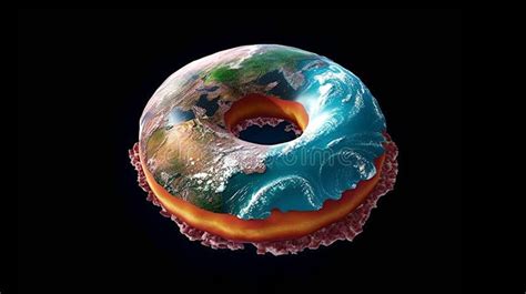 Planet Earth in a Shape of Donut. Alternate Reality Stock Illustration - Illustration of dessert ...