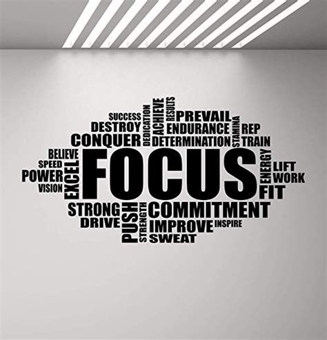 Focus Wall Decal Fitness Wall Decal Gym Sign Word Cloud Workout Decor ...