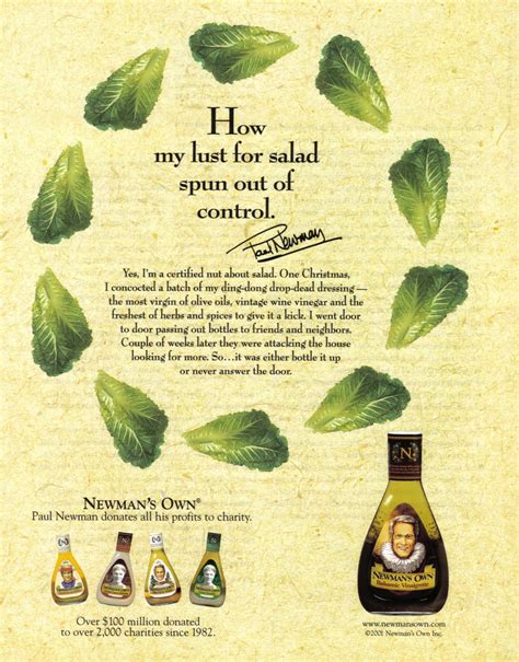 PAUL NEWMAN Salad Dressing 2001 Magazine Print Ad