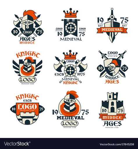 Medieval logo design set middle ages vintage Vector Image