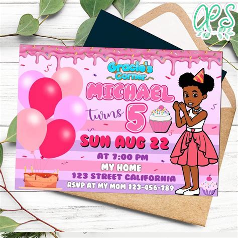 Gracie's corner Party Invitation Customizable Instant Download | CustomPartyShirts