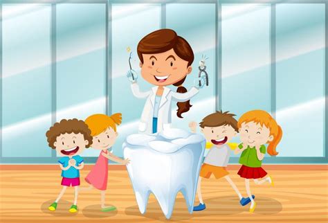 Dentist and happy children 303576 Vector Art at Vecteezy