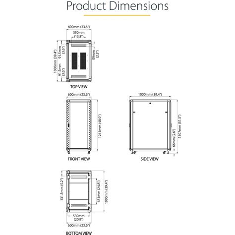 StarTech.com 4-Post 25U Server Rack Cabinet, 19" Data Rack Cabinet for Computer / IT Equipment ...