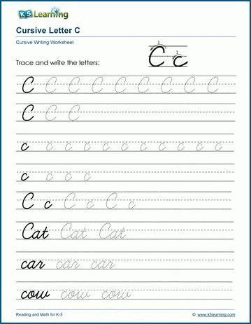 Cursive Writing Letter C Worksheets K Learning | Hot Sex Picture