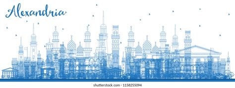 Outline Alexandria Egypt Skyline Blue Buildings Stock Illustration ...