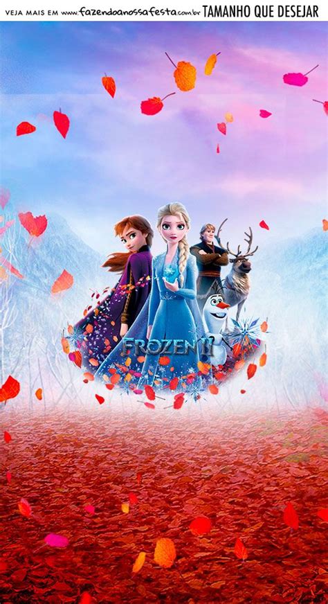 the poster for disney's frozen princess is shown in front of an autumn scene