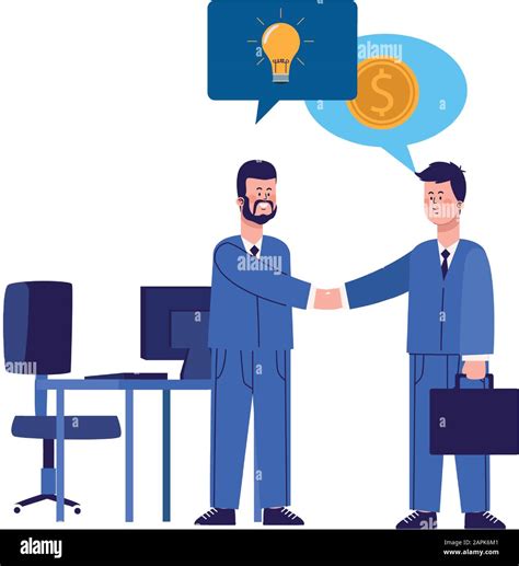 cartoon businessmen shaking hands at office, colorful design Stock ...