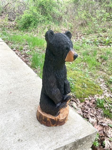 Bear Chainsaw Carving, Bear Wood Carving, Bear Sculpture, Black Bear ...